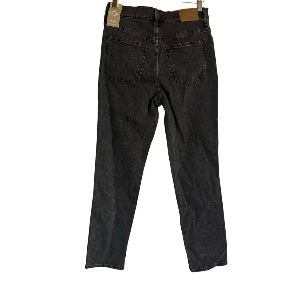 Madewell Perfect Vintage High Rise Tapered 90s Lunar Black Denim Jeans Size 26 - Picture 11 of 14
